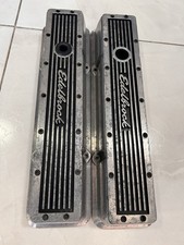 EDELBROCK ELITE SBC SHORT FINNED ALUMINUM VALVE COVERS 4248 picture