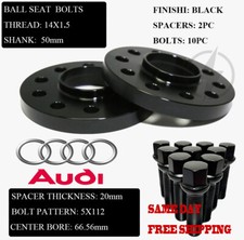 2PC FIT AUDI/PORSCHE 20MM HUB CENTRIC WHEEL SPACER5X112 CB66.56MM+BALL SEAT BOLT picture