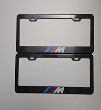 2X /-M Stainless Steel Finished License Plate Frame Holder Carbon Fiber picture