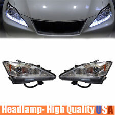Headlights For 2006-2013 Lexus IS250 IS350 Chrome LED DRL Projector Left+RIght picture
