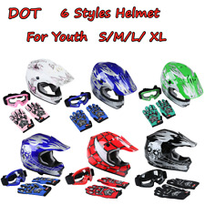 DOT Youth Kids Helmet Dirt Bike ATV Motocross Motorcycle S-XL Goggles Gloves picture