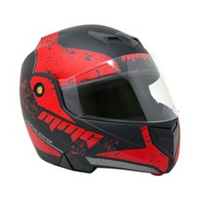 MMG Adult Motorcycle Modular Full Face Helmet Flip up Visor (Black/Red, Medium) picture