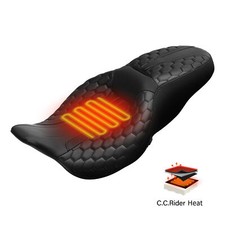 Two-Up Driver Passenger Heated Seat Fit For Harley Road Street Glide 09-23 Black picture