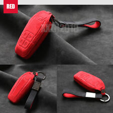 Red Alcantara Leather Key Fob Case Cover For Ferrari 458 588 488GTB LaFerrari picture