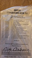 Jim Osborn Reproductions Decal Kit 15-Piece Mustang 1966 picture