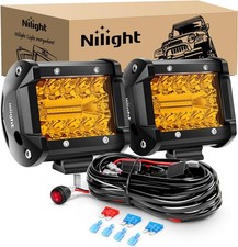 Nilight 2PC 4Inch Amber Led Pods Triple Row 60W Flood Spot Combo Driving Fog picture