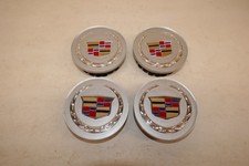 SET OF 4 CADILLAC CADI Silver CENTER WHEELS HUB CAPS LOGO 2.6 inches picture