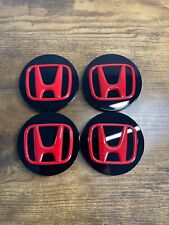 Set of 4 Honda Black/Red Wheel Rim Center Caps Logo 69MM/2.75 picture