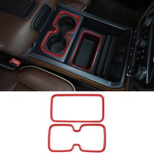 Center Storage Cup Holder Trim Decor For GMC Sierra Chevy Silverado 2010-17 Red picture