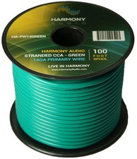 Harmony Car Primary 14 Gauge Power or Ground Wire 100 Feet Spool Green Cable New picture