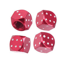 4 pcs Red Dice Motorcycles Electric Cars 80's Novelty Fun Retro Tires Stem Caps picture