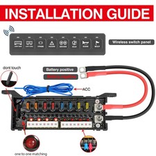 Wireless 8 Gang Switch Panel LED Light Bar Strobe Control Box For Ford F150 F250 picture