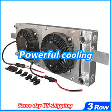 Universal Pocket Tucked Aluminum Radiator＋Fan For Honda Civic CRX-RH249525 3 ros picture