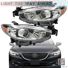 Pair Headlights For 2014-2017 Mazda 6 Black Housing Clear Lens Halogen Type L+R picture
