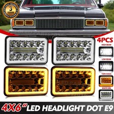 4pcs Fit 1986-1997 Cheverolet Caprice LED Headlights HI/LO Beam White/Amber DRL picture