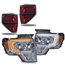 Fit For 09-14 Ford F150 Dual LED Projector Smoked Headlights+Rear Tail Lights picture