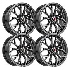 (Set-4) Spec-1 SP-76 14x6 4x100 20mm Black Machined Wheels Rims 14 Inch picture