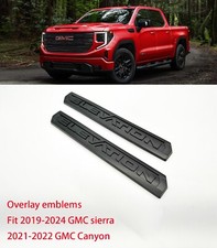 Overlay 2PC Matte black Door Rear Elevation Emblem 2019+ Sierra 1500 2021+Canyon picture