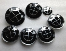BMW ALL Black Emblem wheel Center Cap 7PCS Set 82/74mm 68mm 45mm hood M3 M4 330i picture