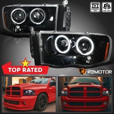 Jet Black Fits 2002-2005 Dodge Ram 1500 2500 3500 LED Halo Projector Headlights picture