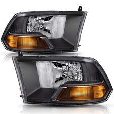 For 2009-2012 Dodge Ram 1500 2500 3500 Headlights Assembly LH & RH Black Amber picture