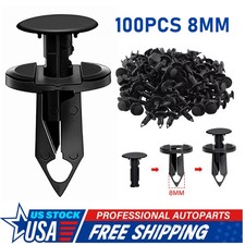 100x 8mm Bumper Clips Fastener Fender Push Pin Auto Car Hole Retainer Rivets picture