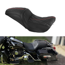 Rider Silica Gel Red & Black Stitch Front Rear Seat For Harley Road King 1997-07 picture
