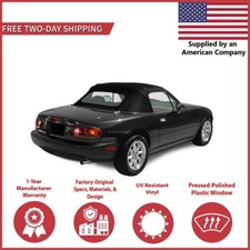 Mazda Miata Convertible Soft Top 1990-2005 Black Cabrio Vinyl DOT Plastic Window picture