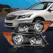 Headlights Assembly Fits 2008 - 2012 Honda Accord 4-Door Replacement Pair Black picture