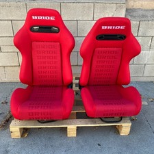 Pair BRIDE SR3 Style RED Gradation JDM RECLINER Drift Race Bucket Seat Universal picture