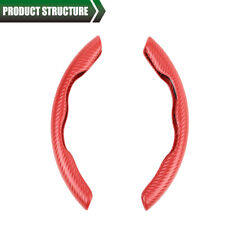 2x Carbon Fiber Look Car Steering Wheel Booster Cover Non-Slip Accessories Red picture