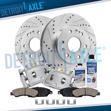Front Drilled Rotors Brake Calipers & Brake Pads for GMC Silverado Sierra 1500 picture