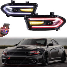 RGB Colorful LED Halogen Lamps Dual Headlights for 2015-2023 Dodge Charger DRL picture
