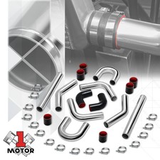 180 Degree U-Bend 14 Gauge 2.5Inch Black Red Aluminum Turbo Intercooler Pipe Kit picture