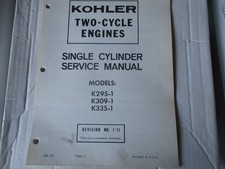 Original Kohler 2-Cylinder Single-Cycle Repair Shop Manual K295-1 K309-1 K335-1 picture