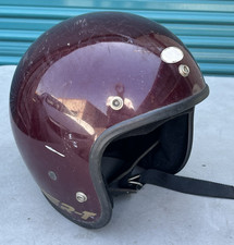 Vintage Bell RT R-T Motorcycle Helmet Burgundy Maroon w/ Gold Stripes 7 & 1/4 58 picture