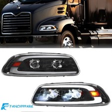 Pair For Mack CX CXN CXU GU4 GU5 GU7 GU8 LED Headlight Assembly 1998-2018 Black picture