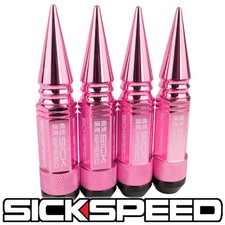 SICKSPEED 4 PC PINK SPIKED ALUMINUM EXTENDED 108MM 3 PC LUG NUTS 14X2 picture