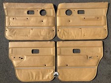 86-93 Volvo 240 244 Tan Leather Beige 4x Door Card Panel Lot Manual Window OEM picture