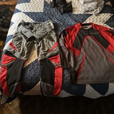 Thor MX Riding Suit Size 38 Pants , XXL Shirt Red/Black/Grey USED picture