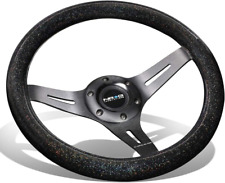 NRG Innovations Black Sparkled Wood Grain Wheel 3 Spoke Center in Black 310mm picture