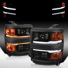 Fit 2014-2015 Silverado 1500 Smoke Projector Headlights LED Sequential Signal picture