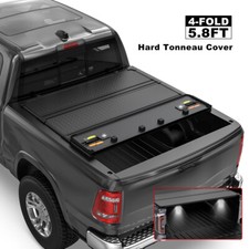 5.7/5.8FT 4-Fold Hard Tonneau Cover For 2009-2026 Ram 1500 Truck Bed w/ LED Lamp picture