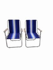 Vintage A&E Systems Blue Folding RV Airstream Chairs, 1 pair, NOS picture