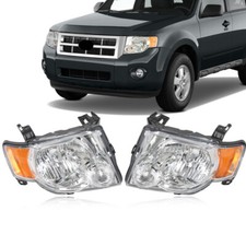 For 2008-2012 Ford Escape Chrome Housing Amber Corner Headlight Head Lamps picture