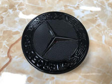 💎Black 57mm/2.24IN Flat Hood Emblem/Badge/Laurel Wreath For Mercedes-Benz picture