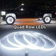 4Row 15.5'' White High-density LED Truck Wheel Tire Ring Lights Button Control picture