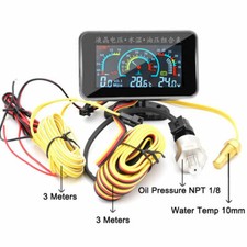 3In1 LCD Digital Gauge Car Kit Voltmeter Oil Pressure Water Temp Meter 12V-24V picture