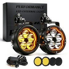 2X Motorcycle LED Auxiliary Driving Fog Lamp Spot Light Headlight White+Yellow picture