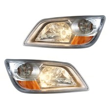 Pair Headlight Assembly Set Silver Grey w/Bulbs Fit For Hino 2006-2019 Truck picture
